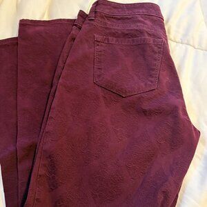 Loft Maroon Patterned Skinny Jeans 6P